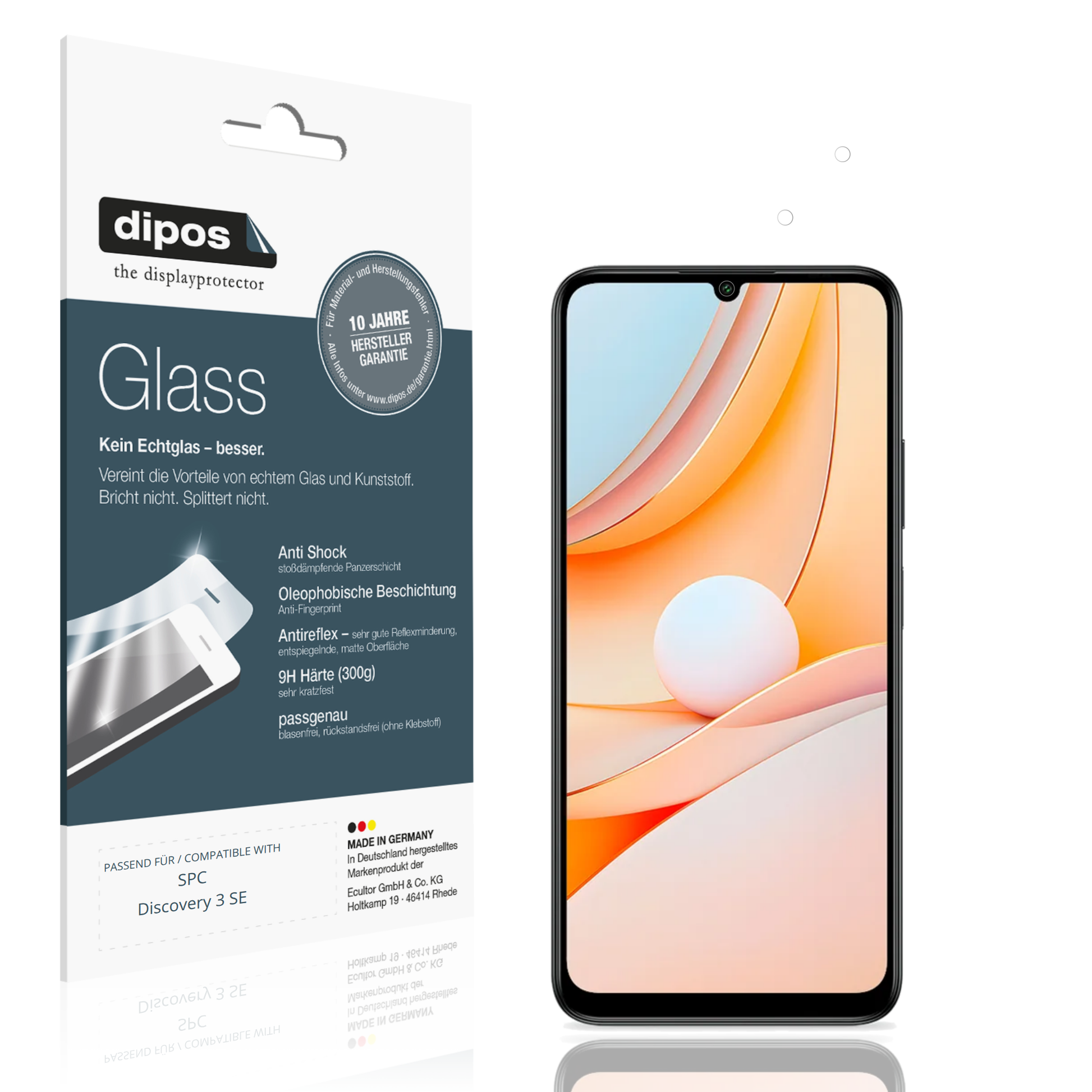 Matte Displayschutzfolie von dipos passend für SPC Discovery 3 SE, 9H kratzfest und blasenfrei montiert