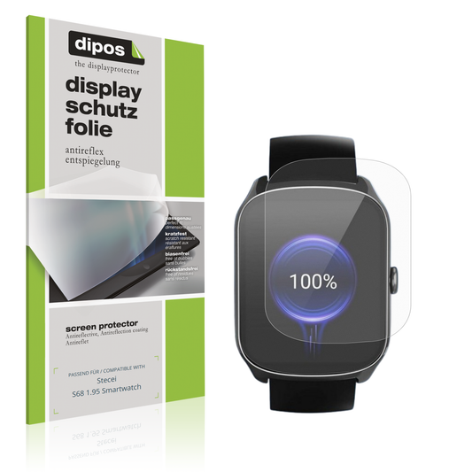Matte Displayschutzfolie von dipos passend für steceis68 1.95 smartwatch, präziser Zuschnitt und blasenfrei montiert