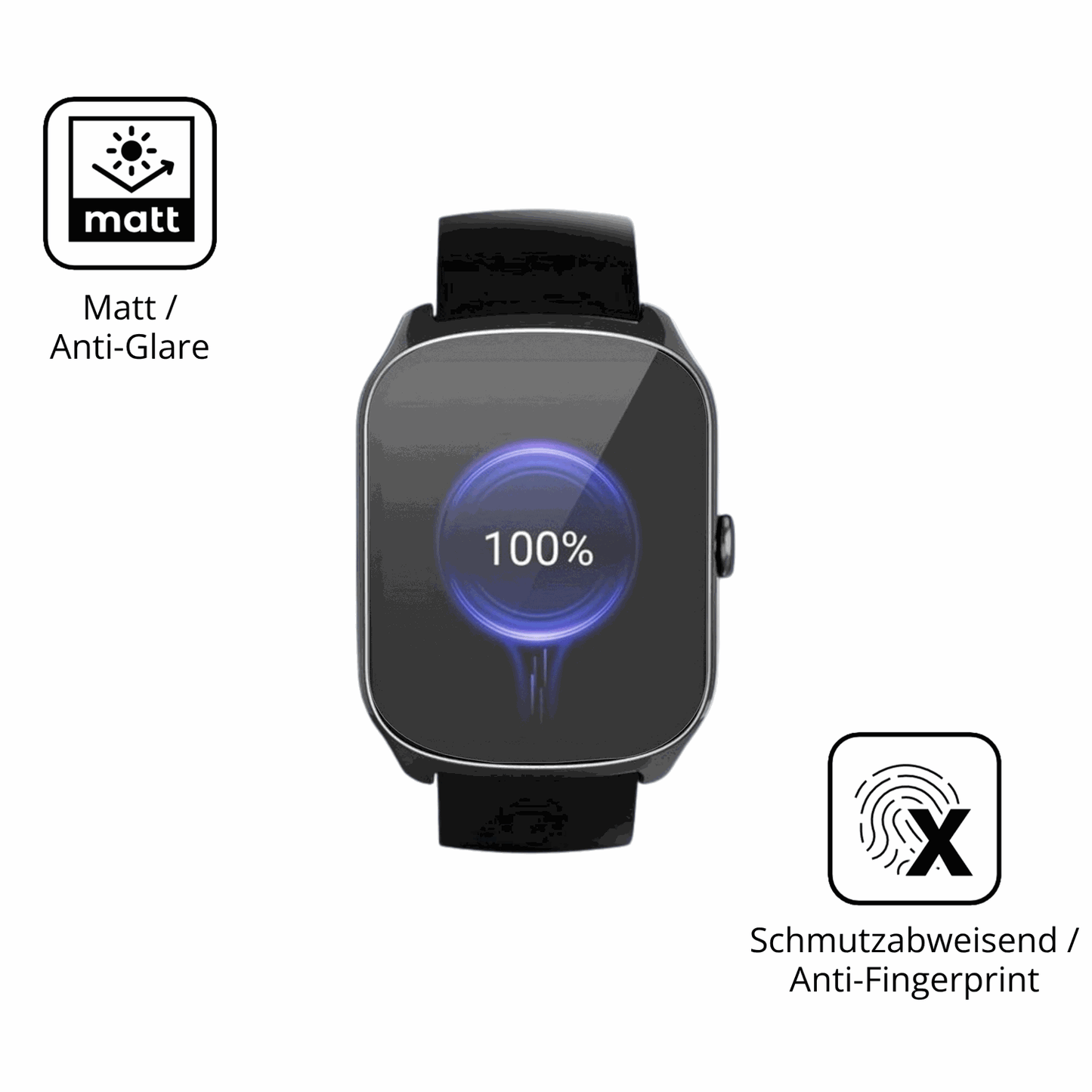 9H Hartbeschichtete, flexible Folie passend zugeschnitten für steceis68 1.95 smartwatch