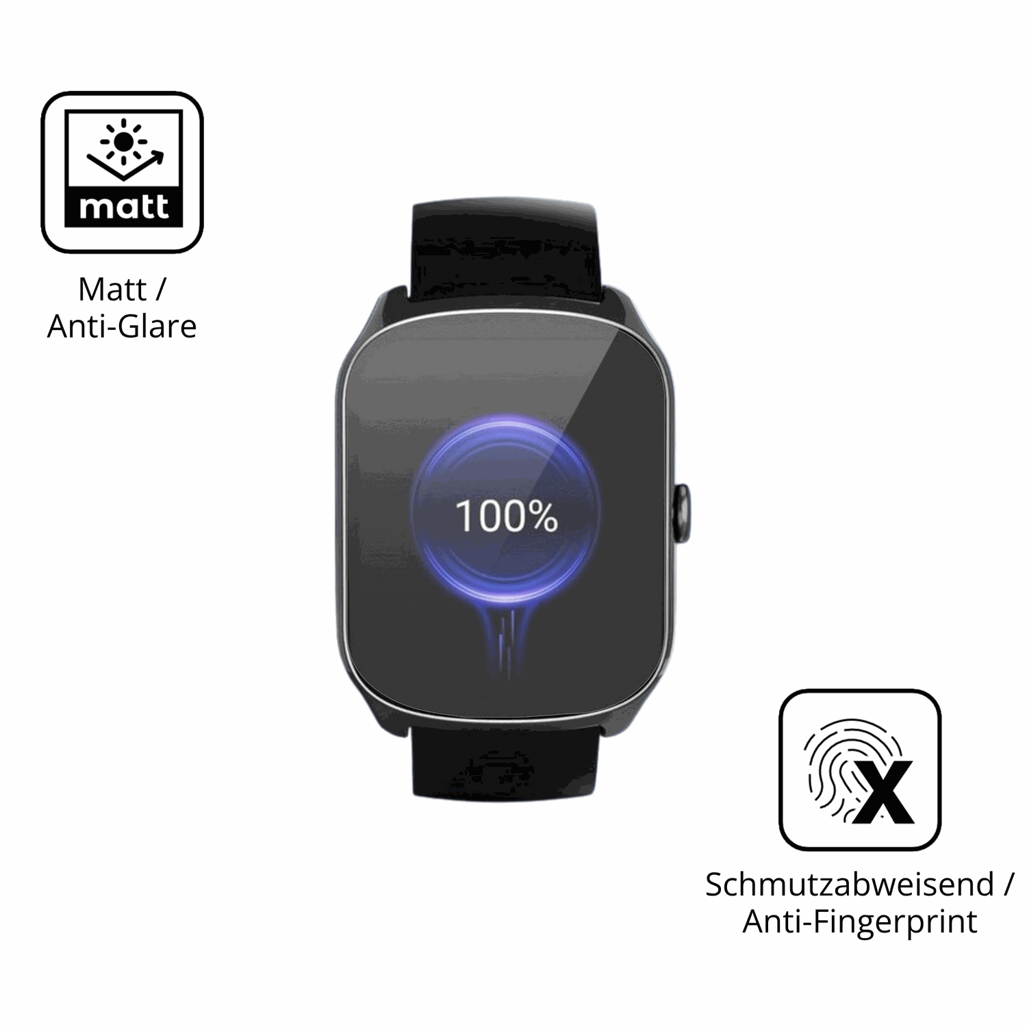9H Hartbeschichtete, flexible Folie passend zugeschnitten für steceis68 1.95 smartwatch