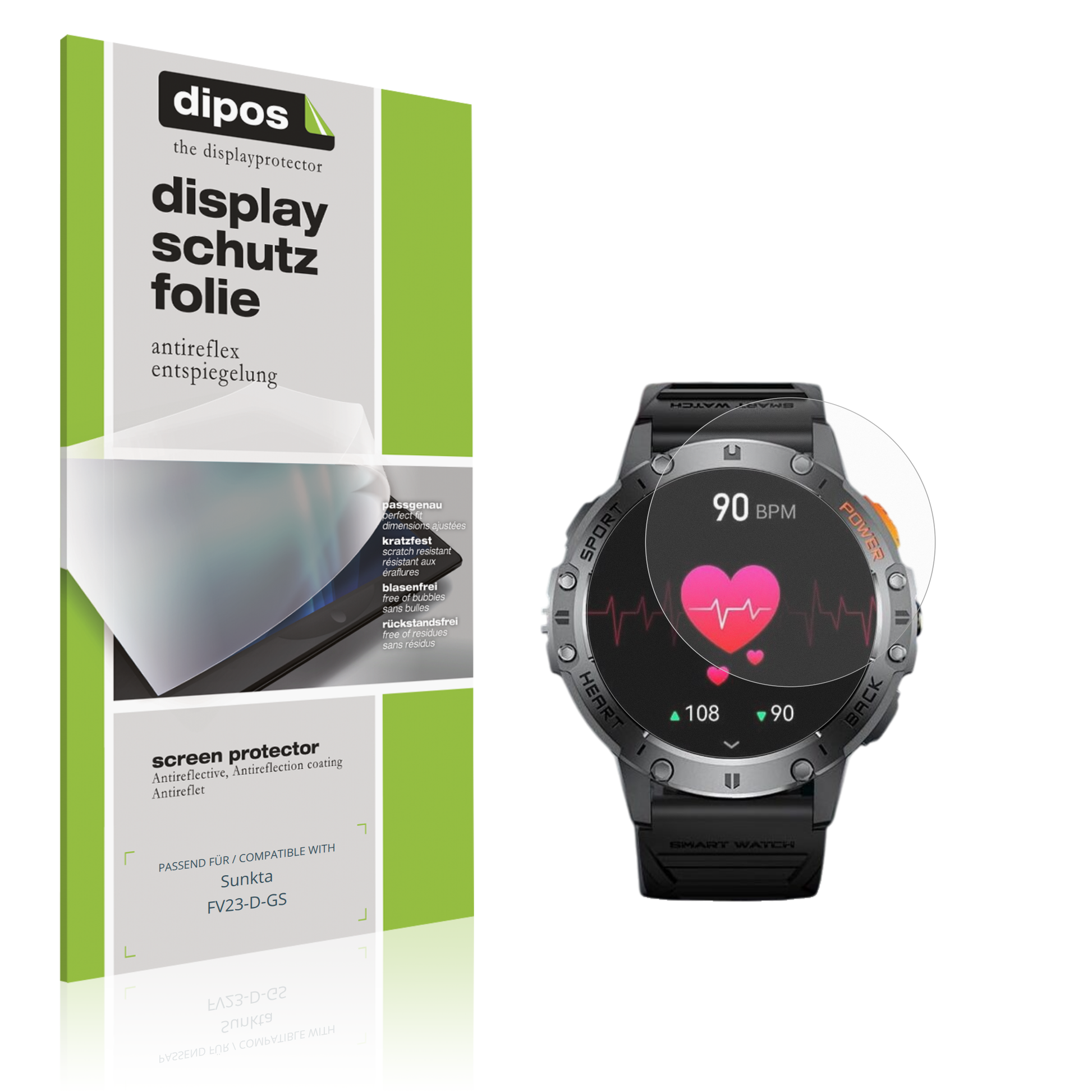 Matte Displayschutzfolie von dipos passend für Sunkta FV23-D-GS, präziser Zuschnitt und blasenfrei montiert