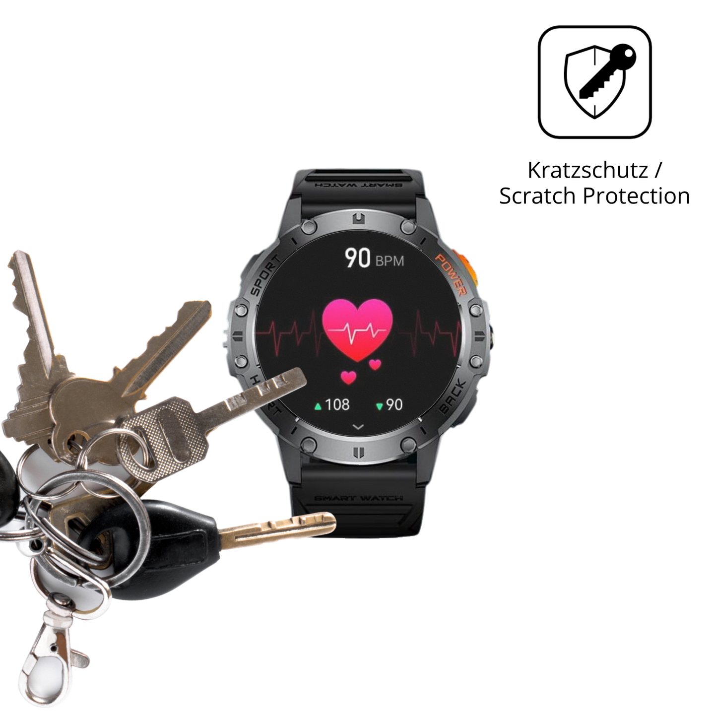 Schutz gegen Kratzer auf dem Sunkta FV23-D-GS Glas durch Schlüssel oder Ähnliches