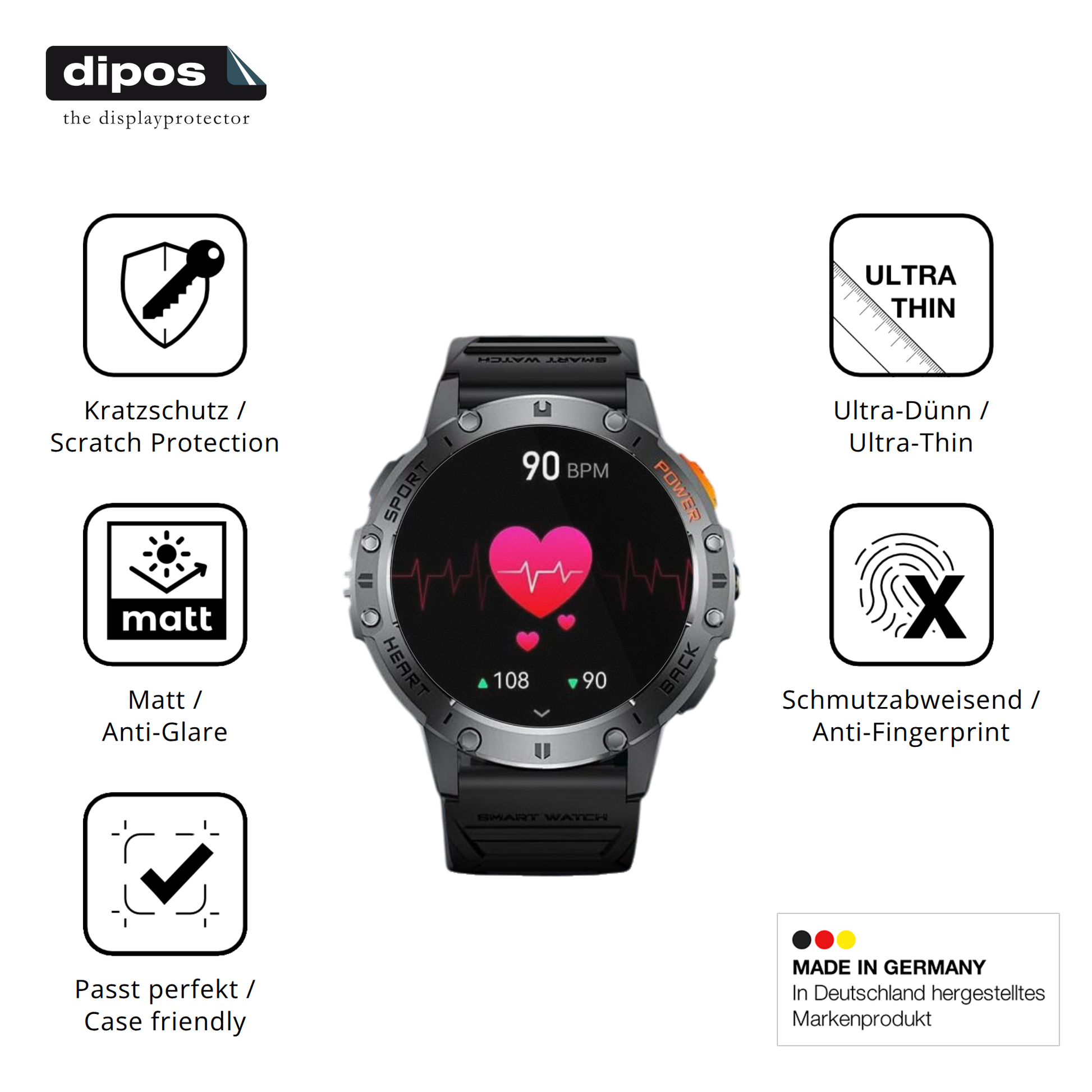 Displayschutz hergestellt in Deutschland, höchste Qualität made in Germany