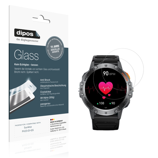 Klare Displayschutzfolie von dipos passend für Sunkta FV23-D-GS, 9H kratzfest und blasenfrei montiert