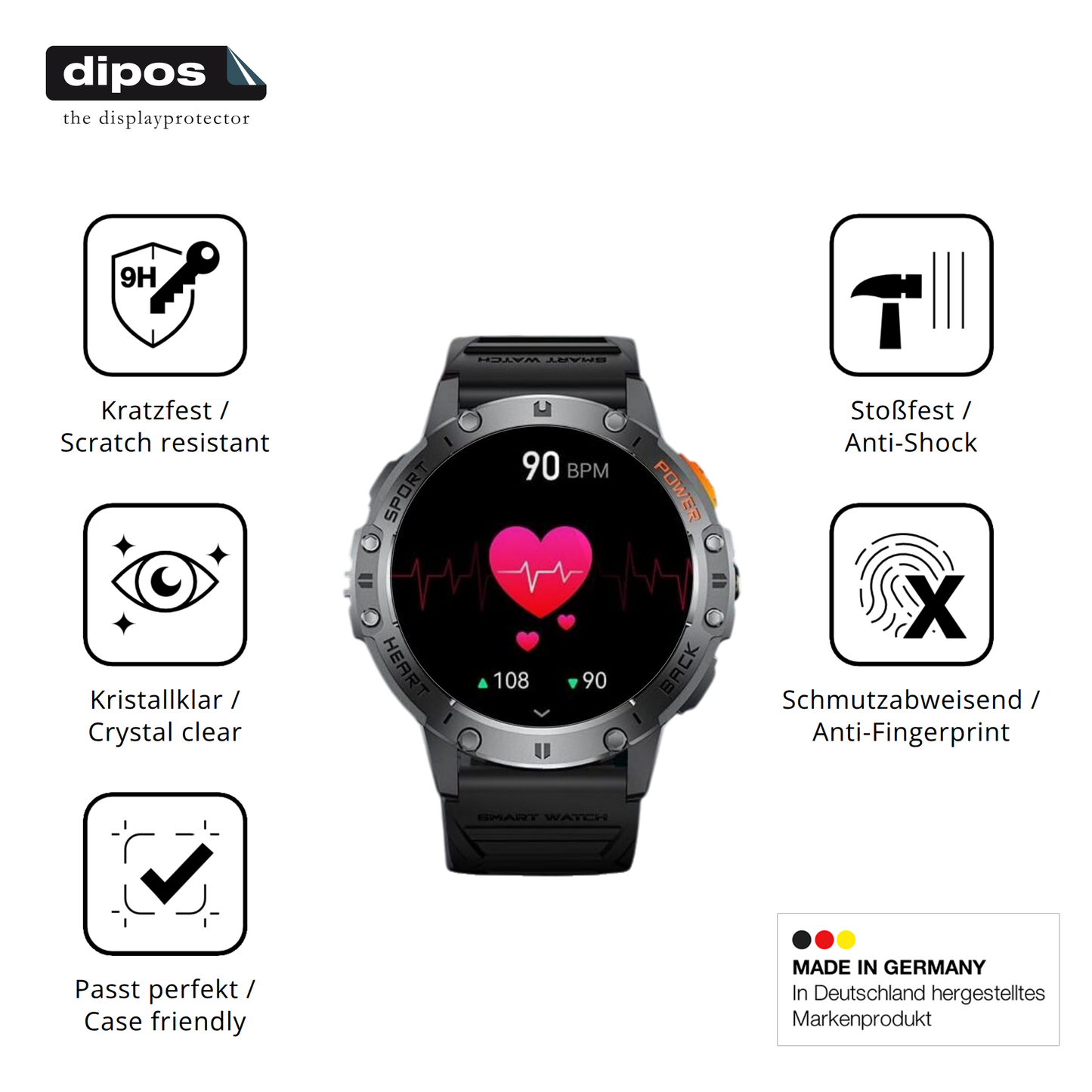 Displayschutz hergestellt in Deutschland, höchste Qualität made in Germany