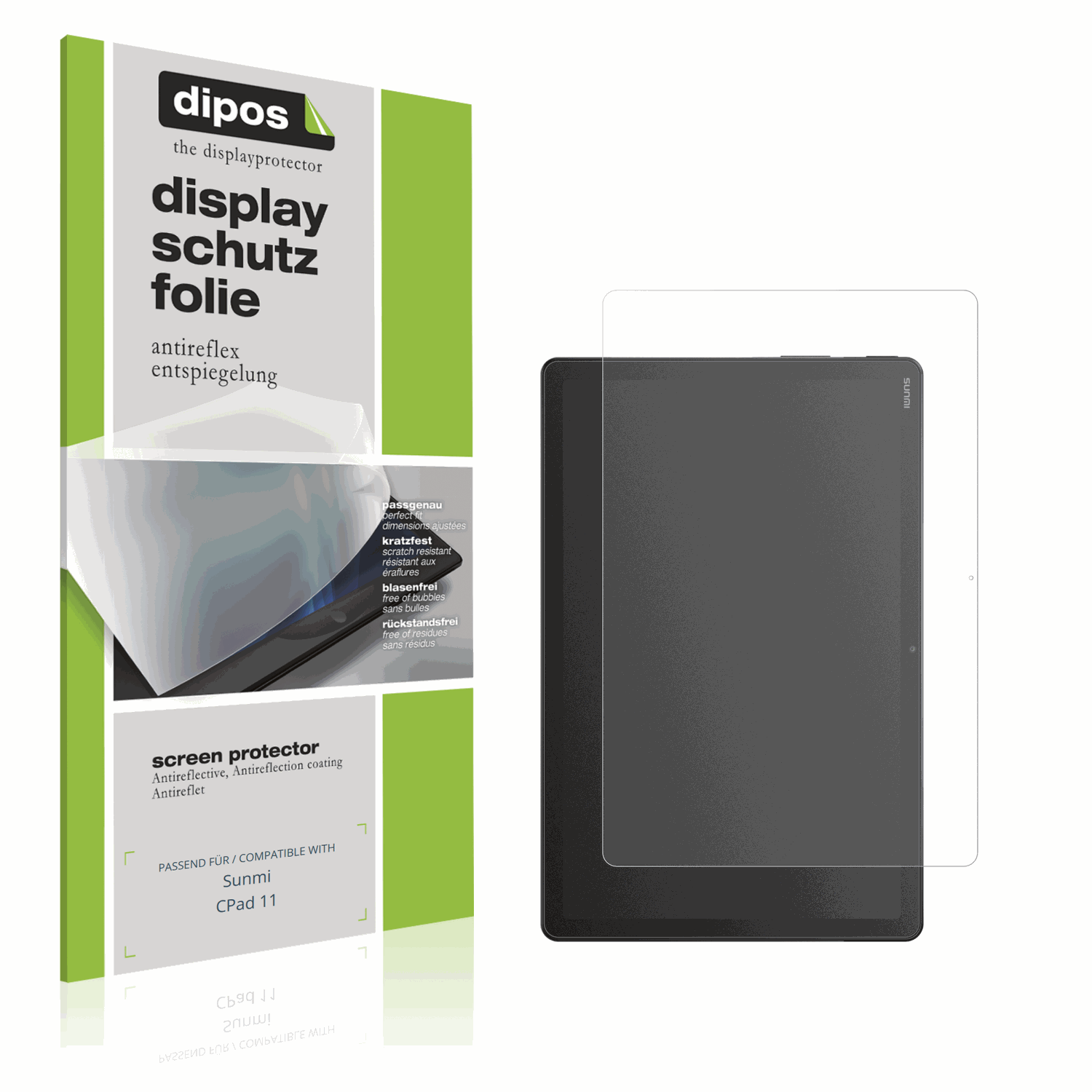 Matte Displayschutzfolie von dipos passend für Sunmi CPad 11, präziser Zuschnitt und blasenfrei montiert