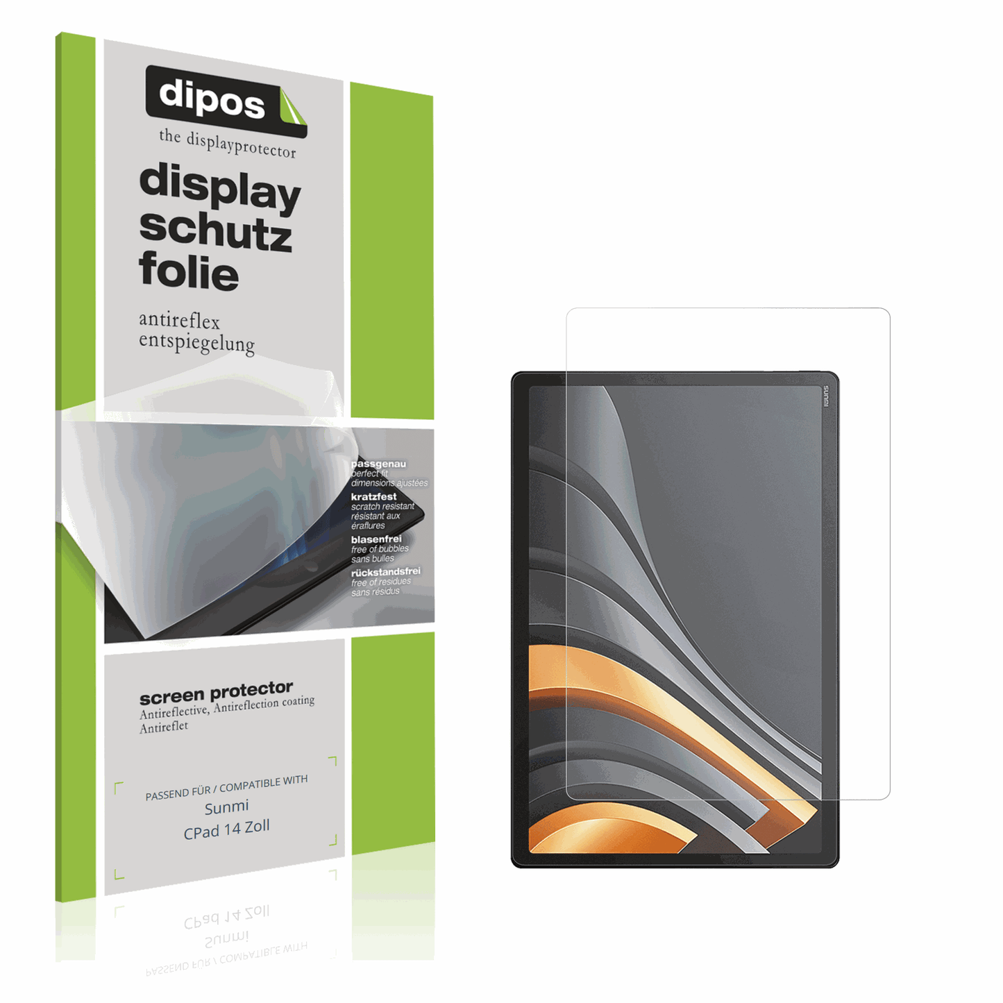 Matte Displayschutzfolie von dipos passend für Sunmi CPad 14 Zoll, präziser Zuschnitt und blasenfrei montiert