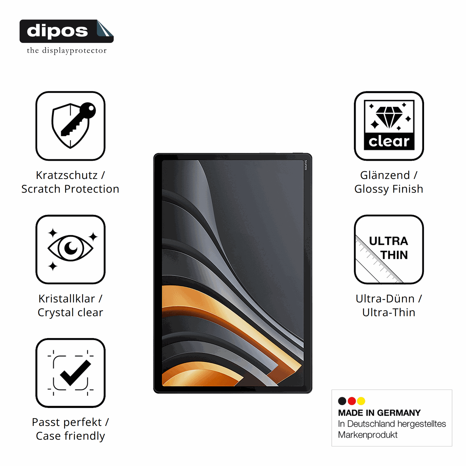 Displayschutz hergestellt in Deutschland, höchste Qualität made in Germany