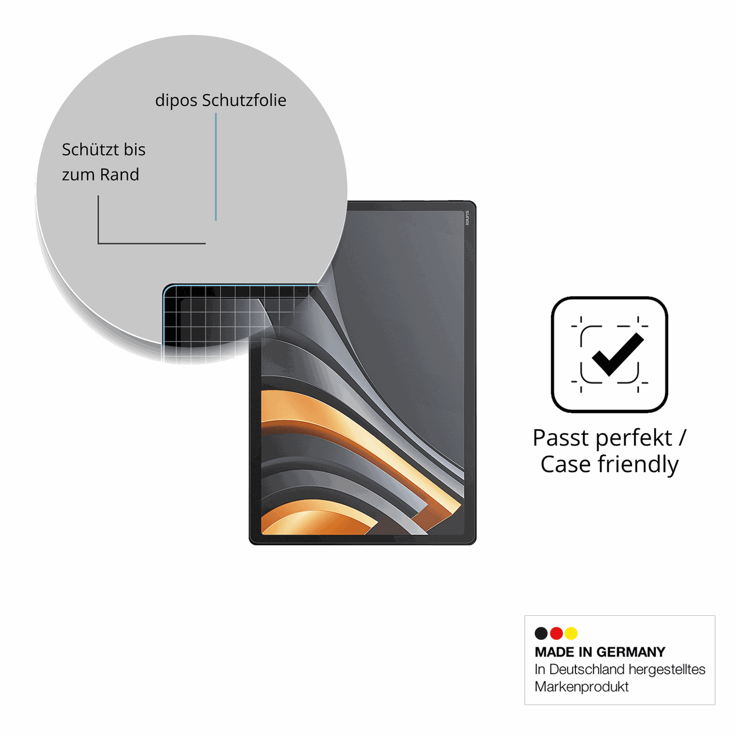 Schutzglasfolie mit optimaler Passform, zur Verwendung mit Hüllen geeignet