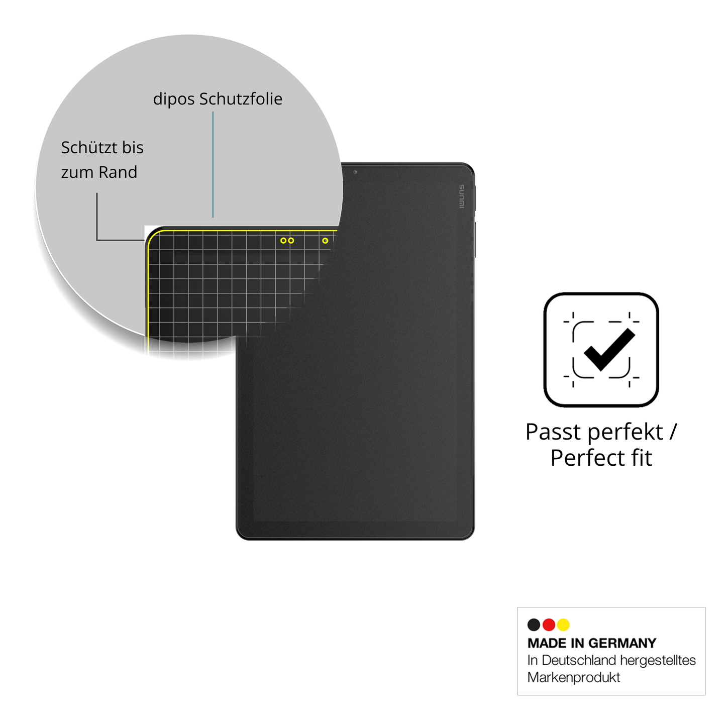 Schutz gegen Kratzer auf dem Sunmi CPad 8.7 Glas durch Schlüssel oder Ähnliches
