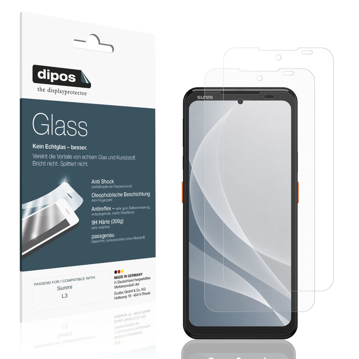 Matte Displayschutzfolie von dipos passend für Sunmi L3, 9H kratzfest und blasenfrei montiert