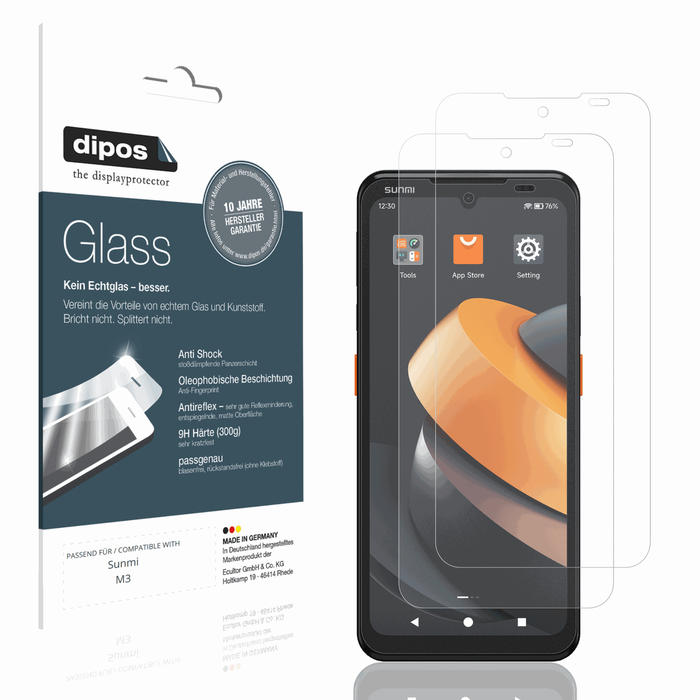 Matte Displayschutzfolie von dipos passend für Sunmi M3, 9H kratzfest und blasenfrei montiert