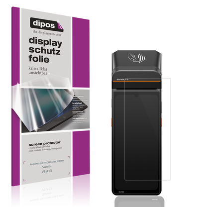 Klare Displayschutzfolie von dipos passend für Sunmi V3 A13, präziser Zuschnitt und blasenfrei montiert