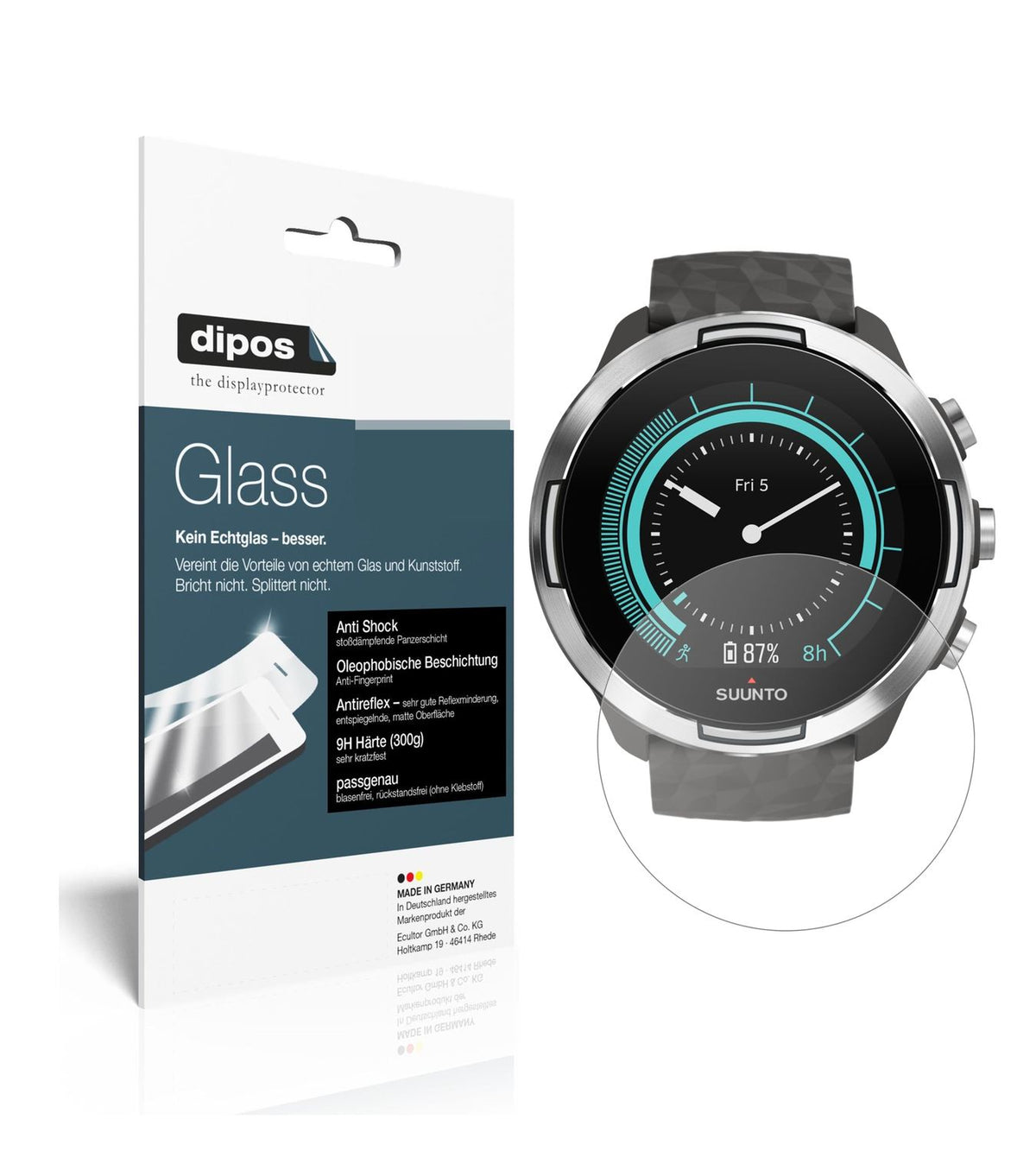 2x 9H Matte Screen Protector for Suunto 9 – Anti-Glare, Shatterproof | dipos