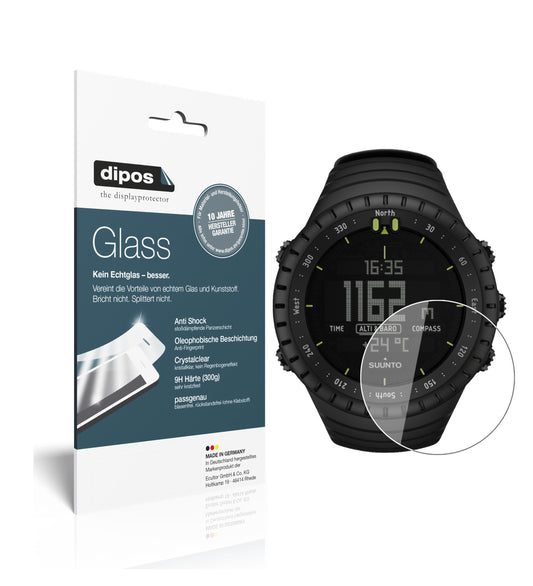 Klare Displayschutzfolie von dipos passend für Suunto Core, 9H kratzfest und blasenfrei montiert
