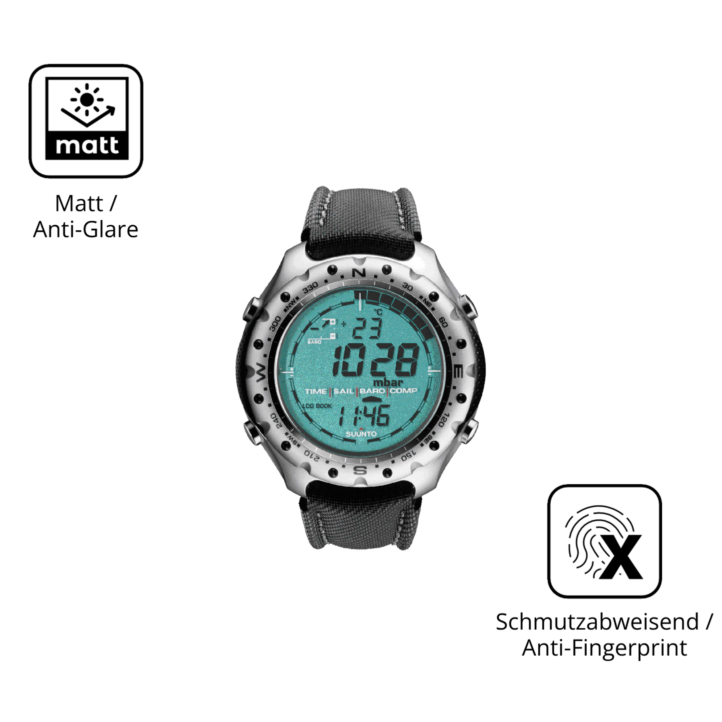9H Hartbeschichtete, flexible Folie passend zugeschnitten für Suunto Regatta