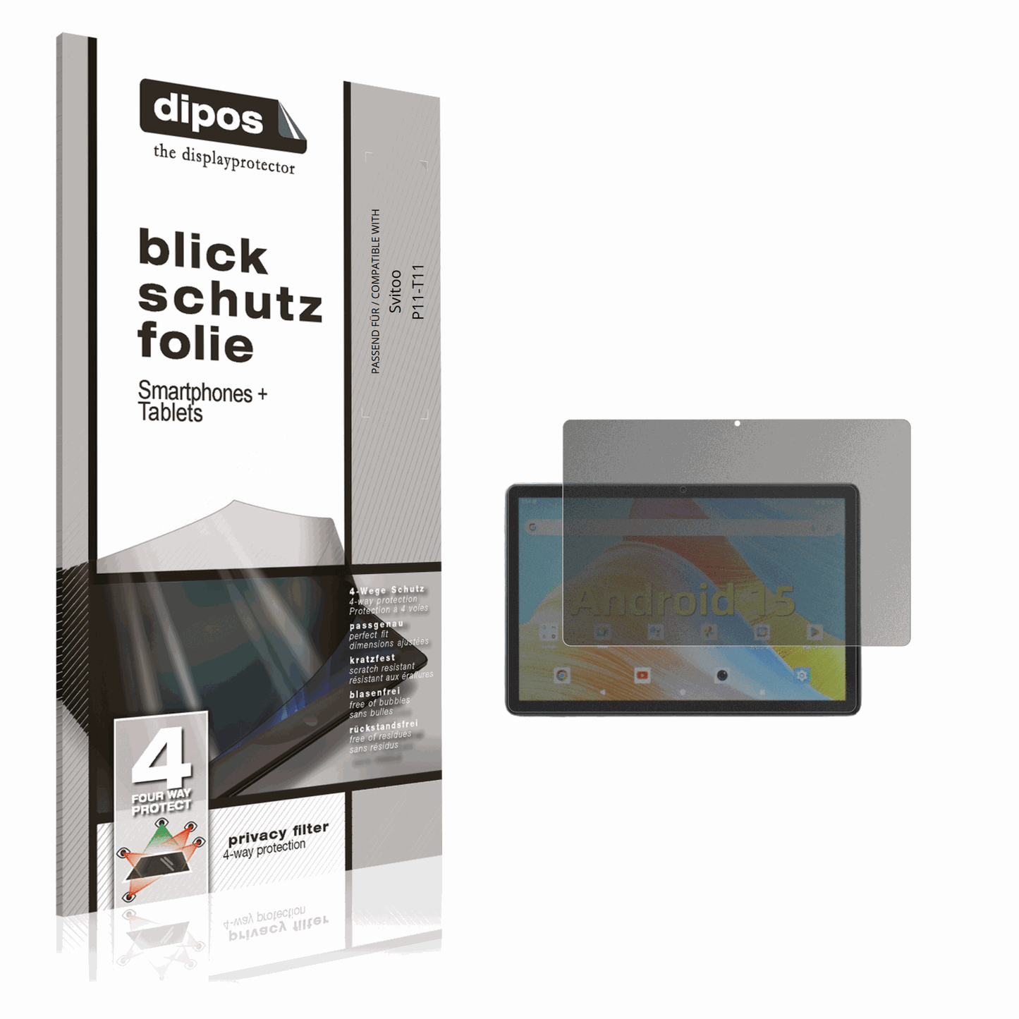 Blickschutzfolie von dipos passend für svitoop11-t11, präziser Zuschnitt und blasenfrei montiert