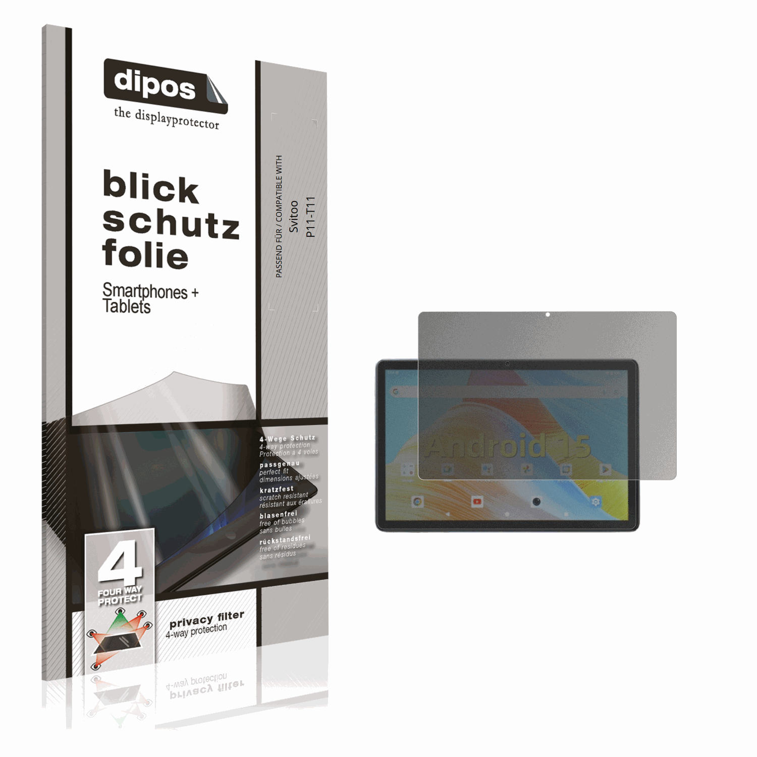 Blickschutzfolie von dipos passend für svitoop11-t11, präziser Zuschnitt und blasenfrei montiert