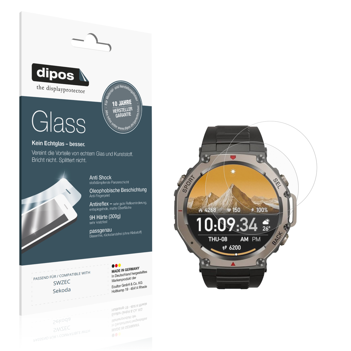 Matte Displayschutzfolie von dipos passend für SWZEC Sekoda, 9H kratzfest und blasenfrei montiert