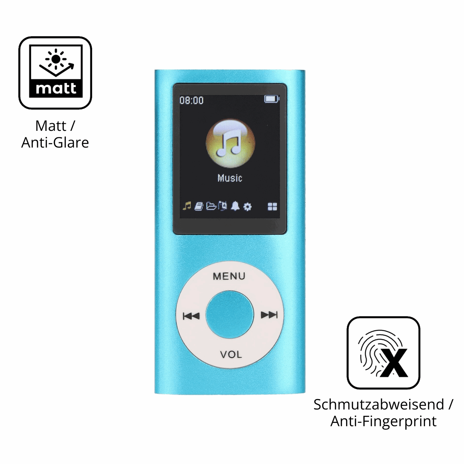 Dünne und entspiegelnde Folie passend zugeschnitten für Sxhlseller MP3-Player