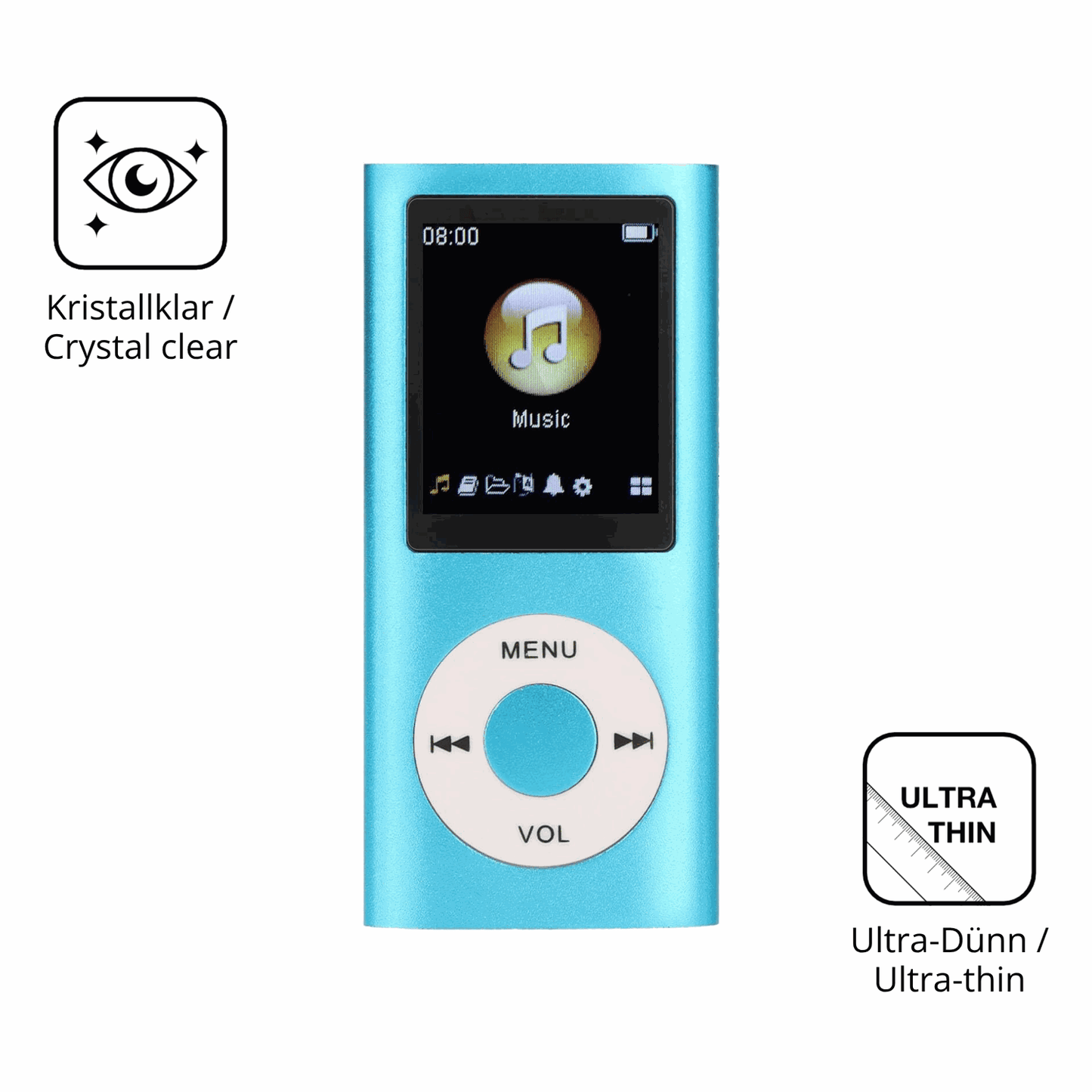 Dünne und klare Folie passend zugeschnitten für Sxhlseller MP3-Player