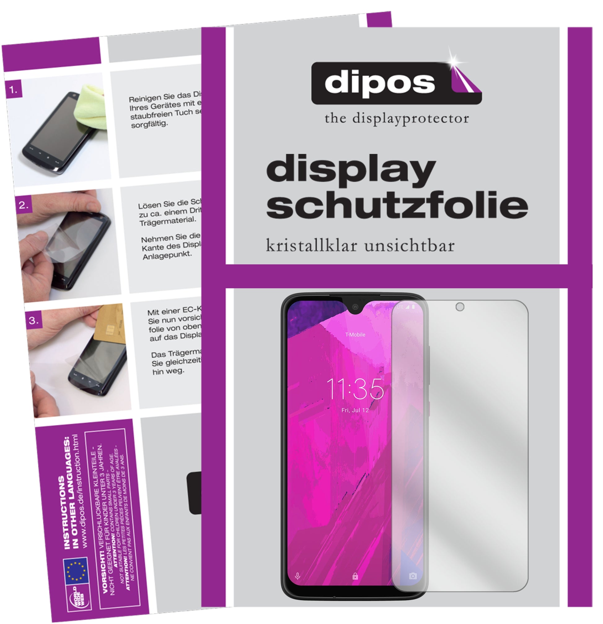 Klare Displayschutzfolie von dipos passend für T-Mobile Revvlry Plus, präziser Zuschnitt und blasenfrei montiert