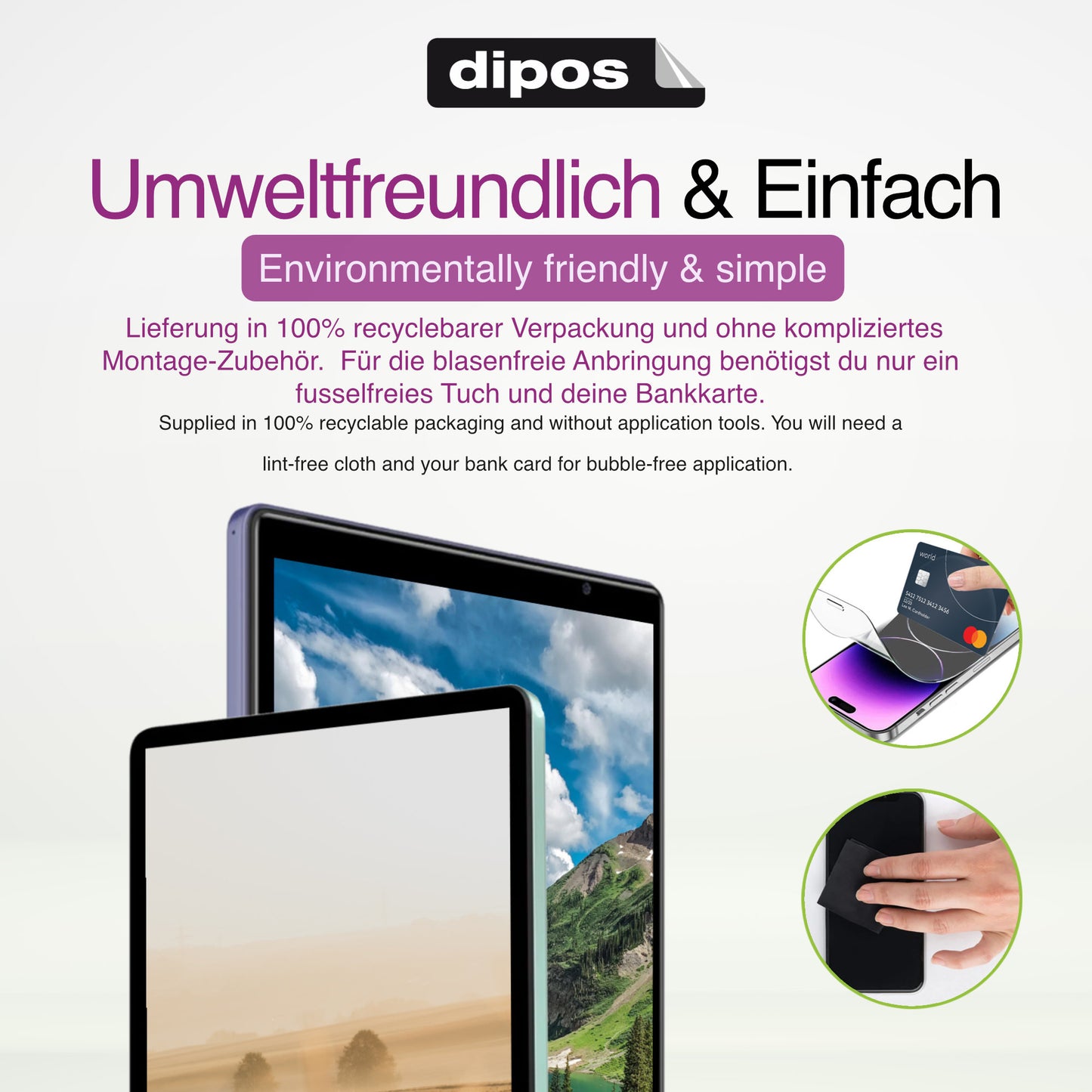 2x Schutzfolie klar für Feonal D106 10.1 Display-Schutzfolie