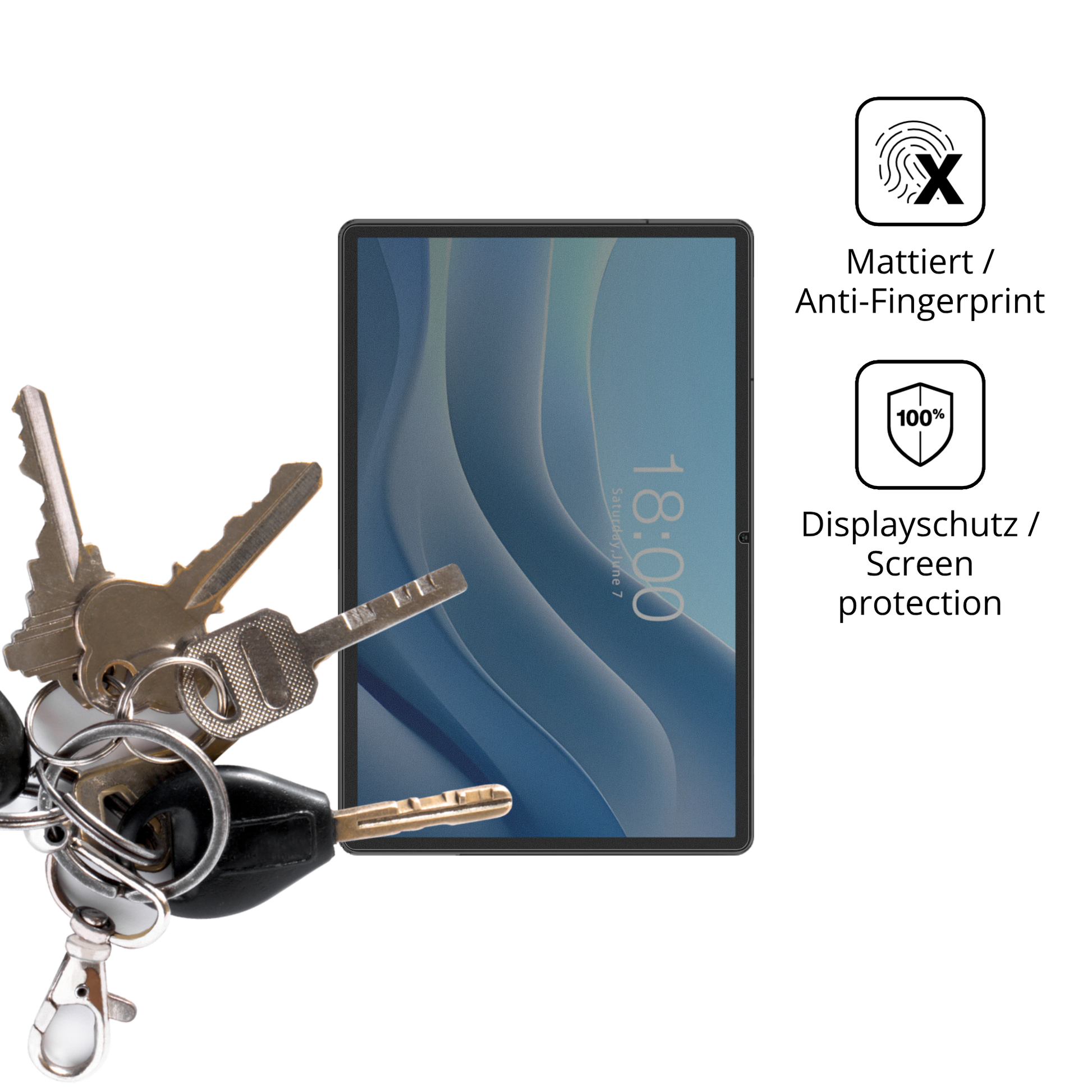 dipos Displayschutz für TABWEE T50, mattierte Oberfläche, Blickschutzfilter und perfekter Passform