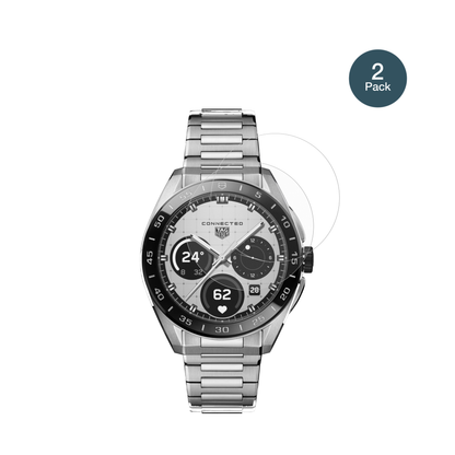 tagheuer connected calibre e5 mit aufgebrachter dipos Panzerfolie, die lästige Fingerabdrücke minimiert