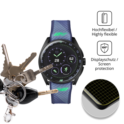 dipos Displayschutz für TAG Heuer Connected Calibre E5 X, transparente Oberfläche, perfekte Passform auch für die Rundungen