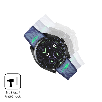 Schutz gegen Kratzer auf dem TAG Heuer Connected Calibre E5 X Glas durch Schlüssel, Stöße gegen die Tischkante oder Stürze