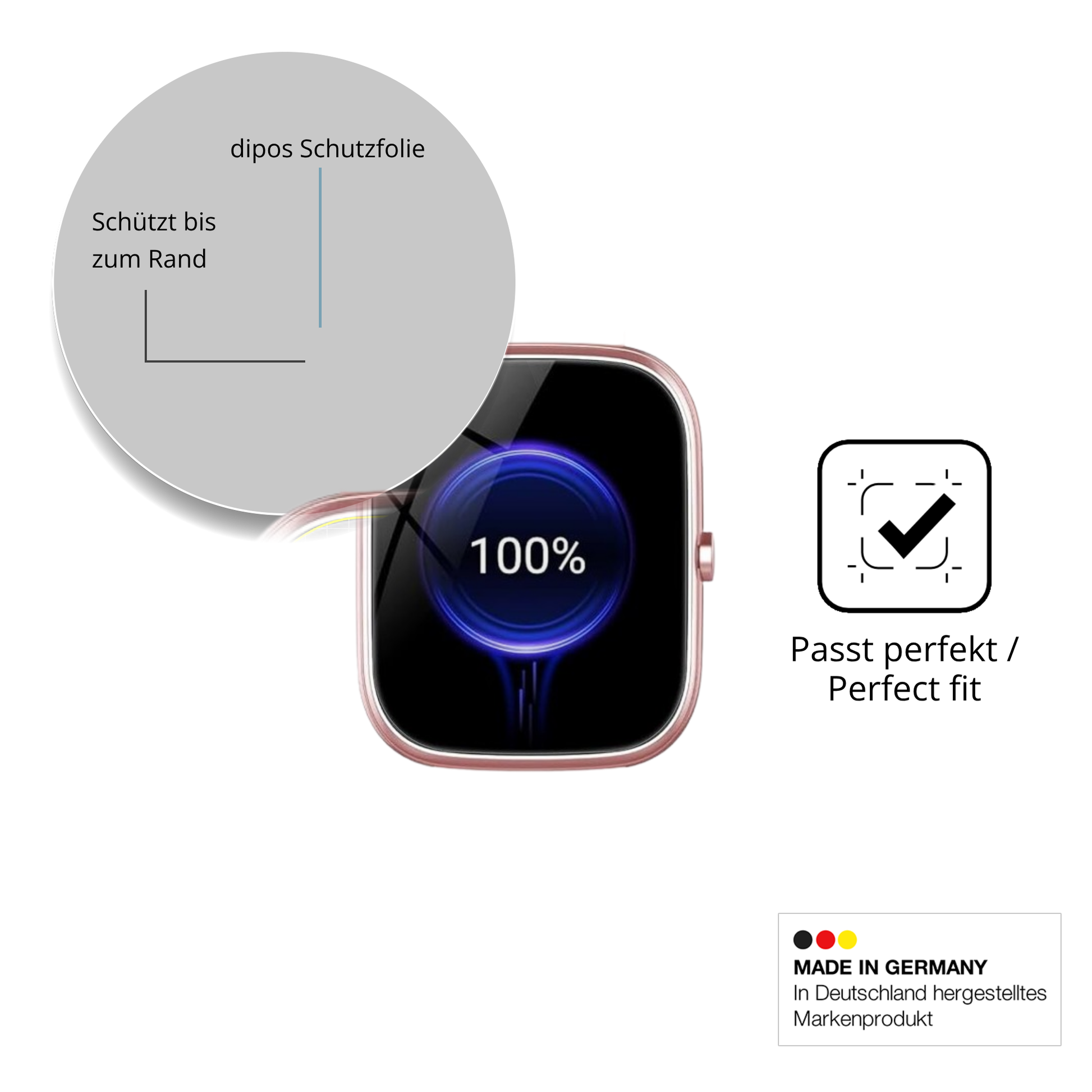 Schutzfolie mit optimaler Passform, zur Verwendung mit Hüllen geeignet