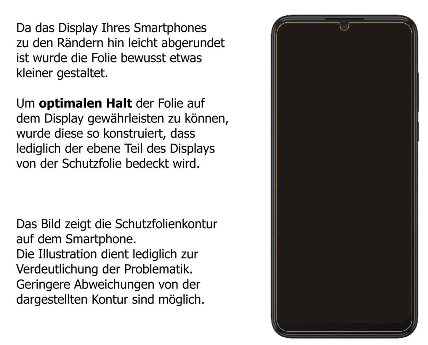 dipos Displayschutz für TCL 305, transparente Oberfläche, perfekte Passform auch für die Rundungen