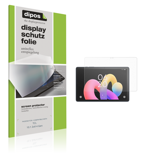 Matte Displayschutzfolie von dipos passend für tcl10.1 zoll 4 gen, präziser Zuschnitt und blasenfrei montiert