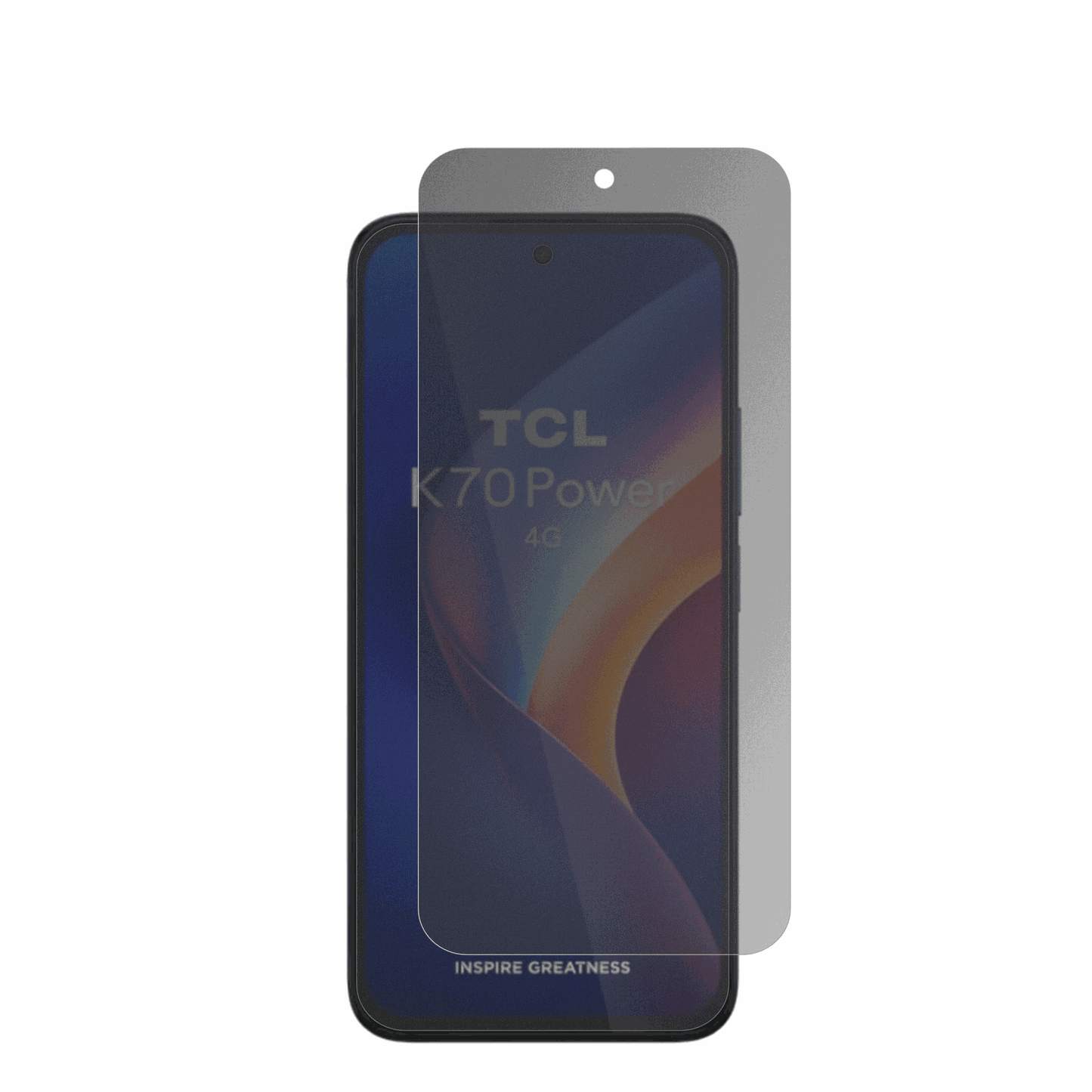 TCLK70 4G mit aufgebrachtem dipos Displayschutz, der seitliche Einblicke blockiert