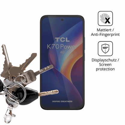 dipos Displayschutz für TCL K70 4G, mattierte Oberfläche, Blickschutzfilter und perfekter Passform