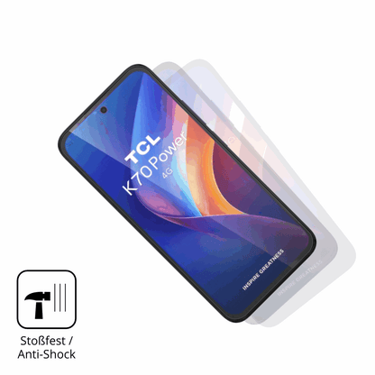 Schutz gegen Kratzer auf dem TCL K70 4G Glas durch Schlüssel, Stöße gegen die Tischkante oder Stürze