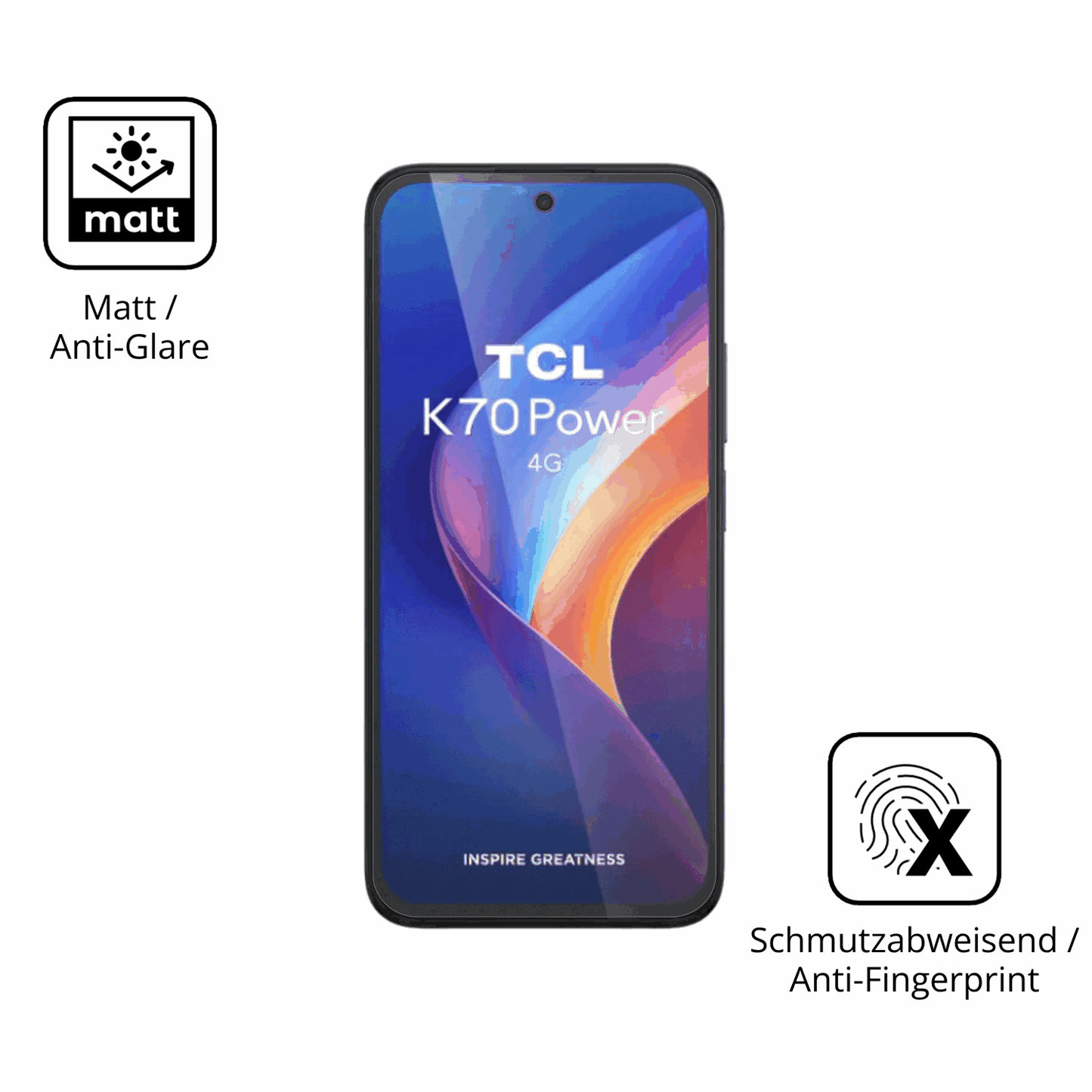 9H Hartbeschichtete, flexible Folie passend zugeschnitten für TCL K70 4G