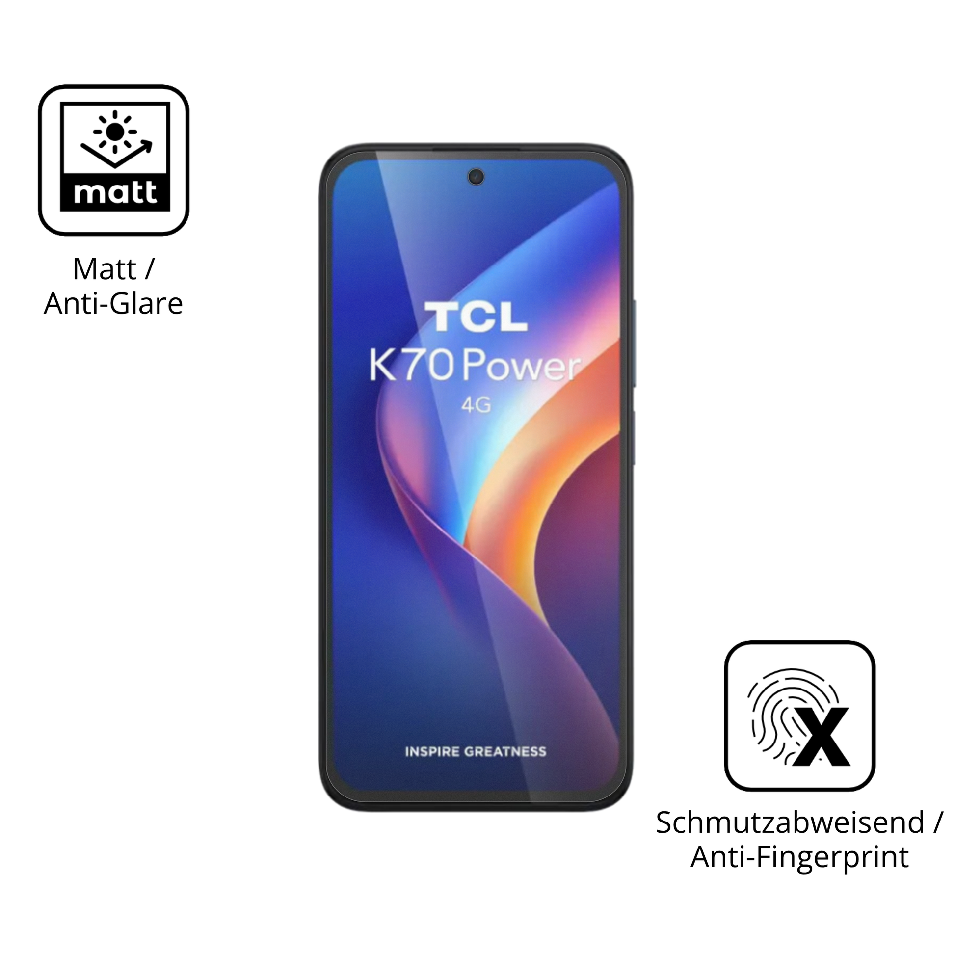 9H Hartbeschichtete, flexible Folie passend zugeschnitten für TCL K70 4G