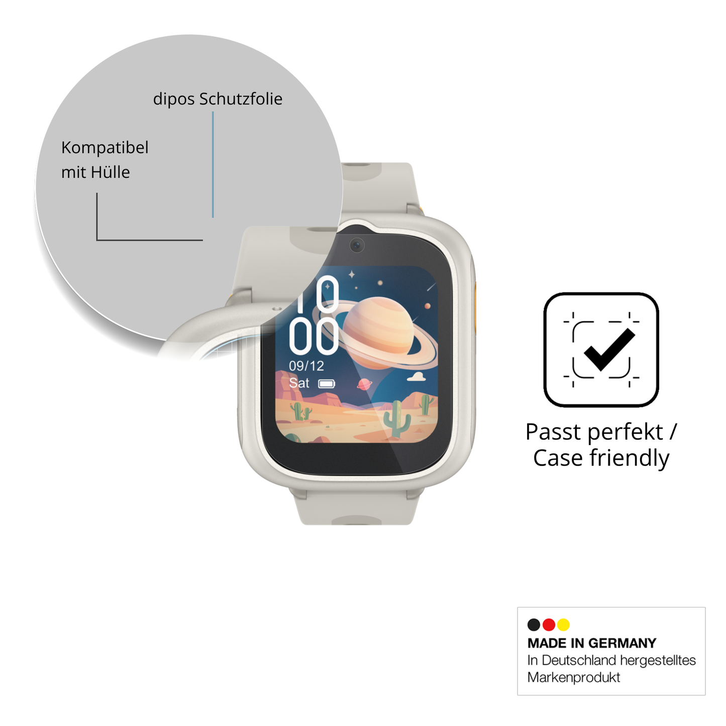 Schutzfolie mit optimaler Passform, zur Verwendung mit Hüllen geeignet