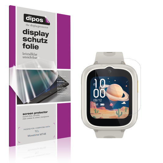 Klare Displayschutzfolie von dipos passend für tclmovetime mt48, präziser Zuschnitt und blasenfrei montiert