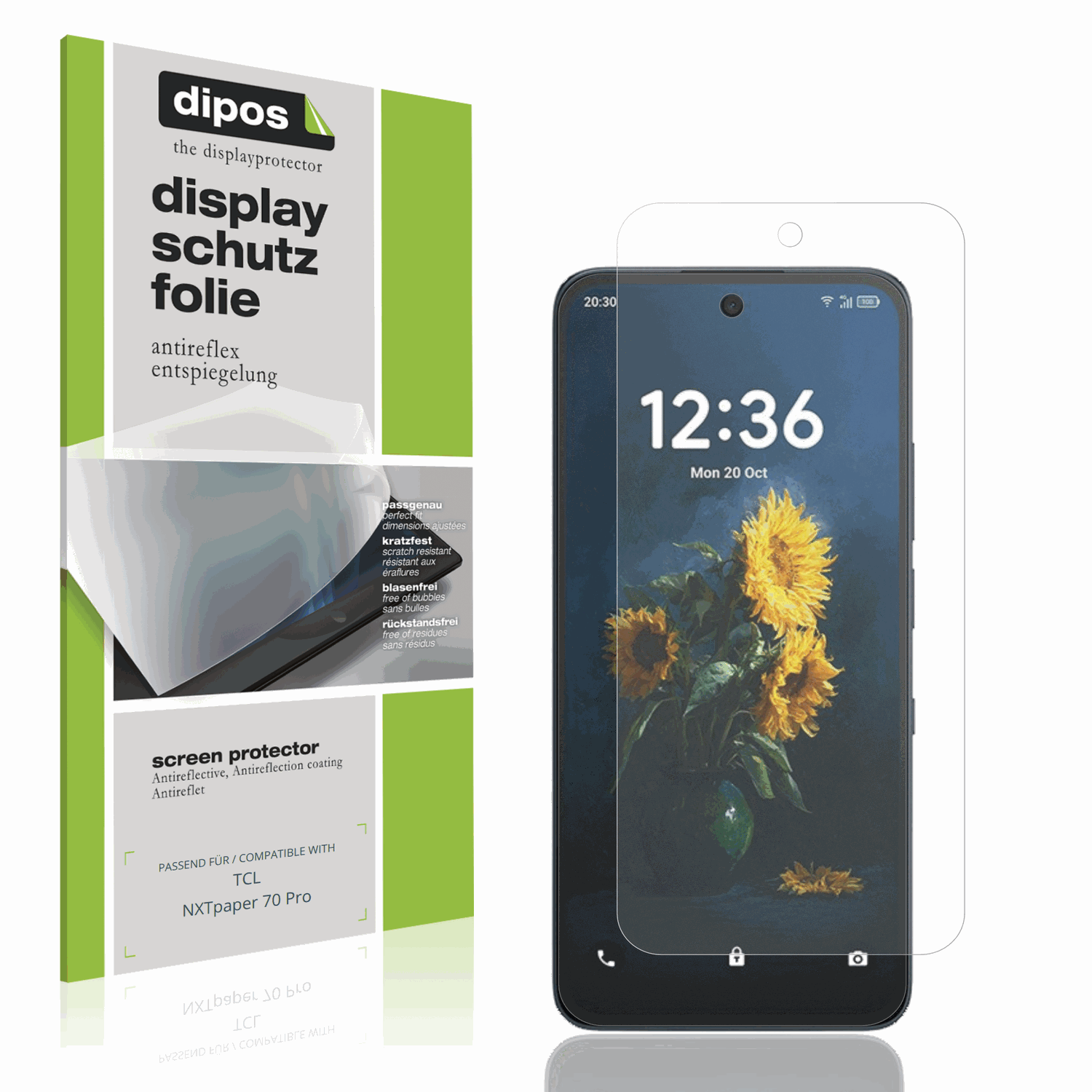 Matte Displayschutzfolie von dipos passend für TCL NXTpaper 70 Pro, präziser Zuschnitt und blasenfrei montiert