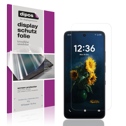 Klare Displayschutzfolie von dipos passend für TCL NXTpaper 70 Pro, präziser Zuschnitt und blasenfrei montiert
