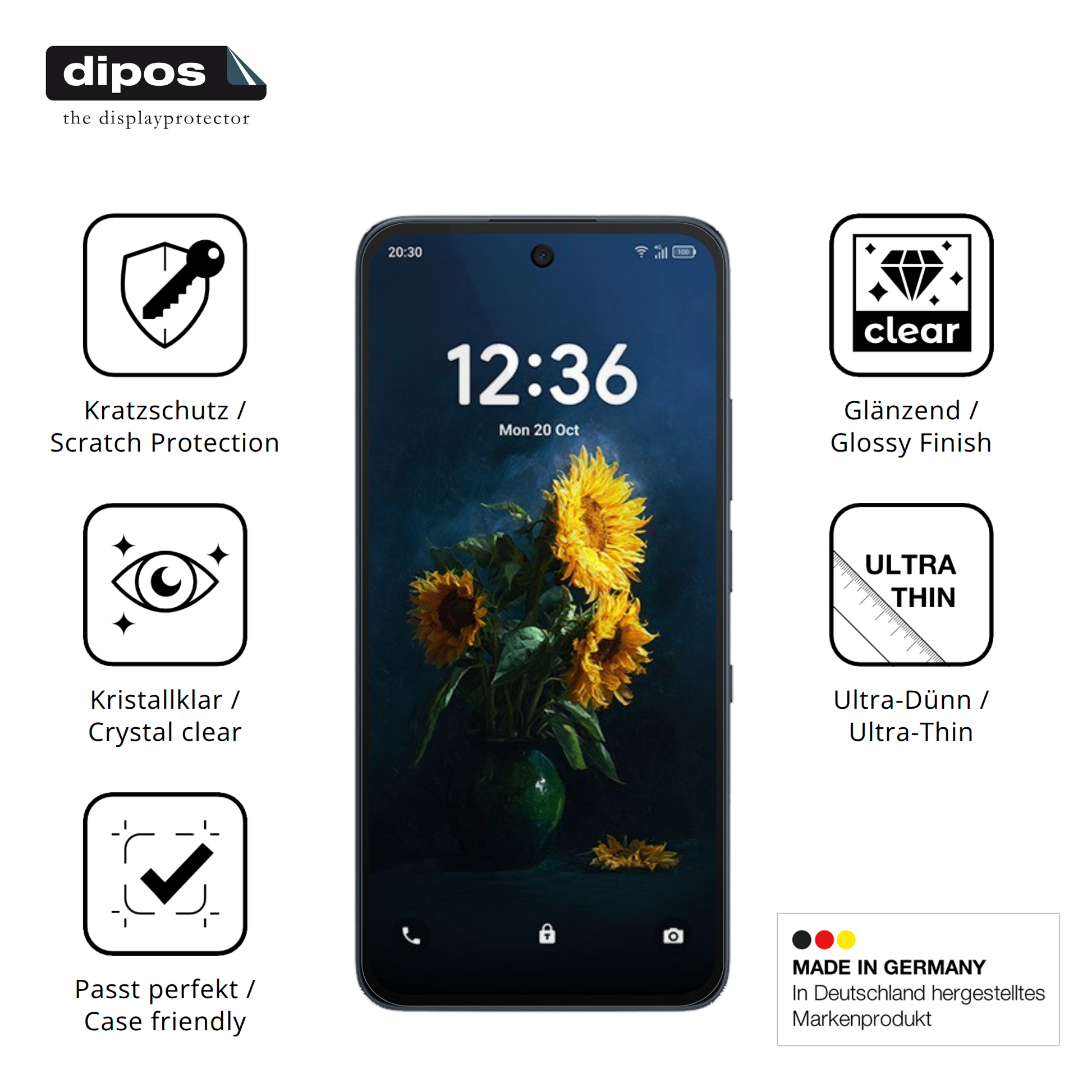 Displayschutz hergestellt in Deutschland, höchste Qualität made in Germany