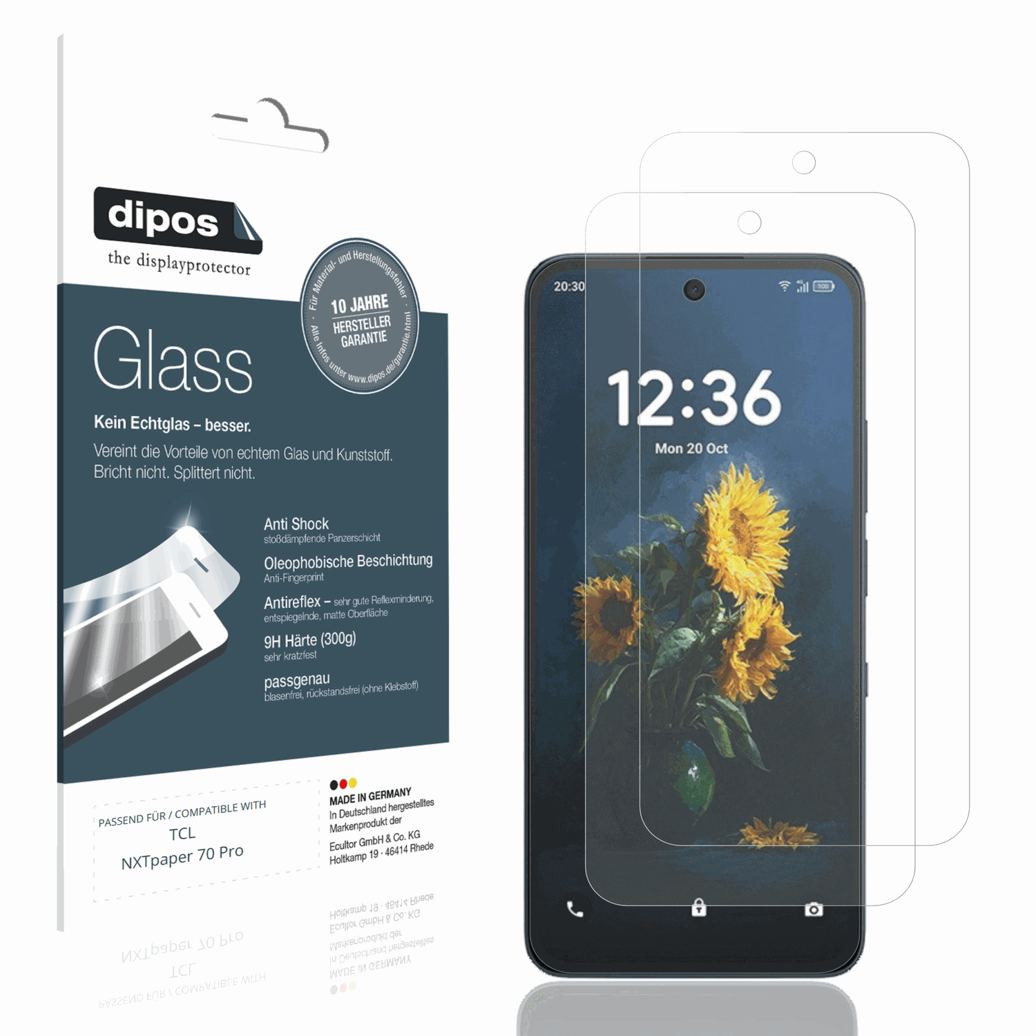 Matte Displayschutzfolie von dipos passend für TCL NXTpaper 70 Pro, 9H kratzfest und blasenfrei montiert