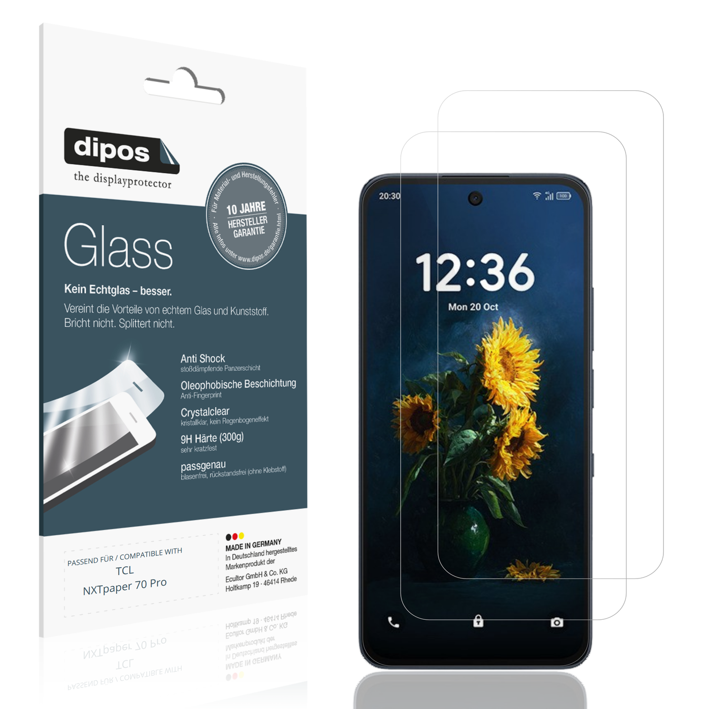Klare Displayschutzfolie von dipos passend für TCL NXTpaper 70 Pro, 9H kratzfest und blasenfrei montiert