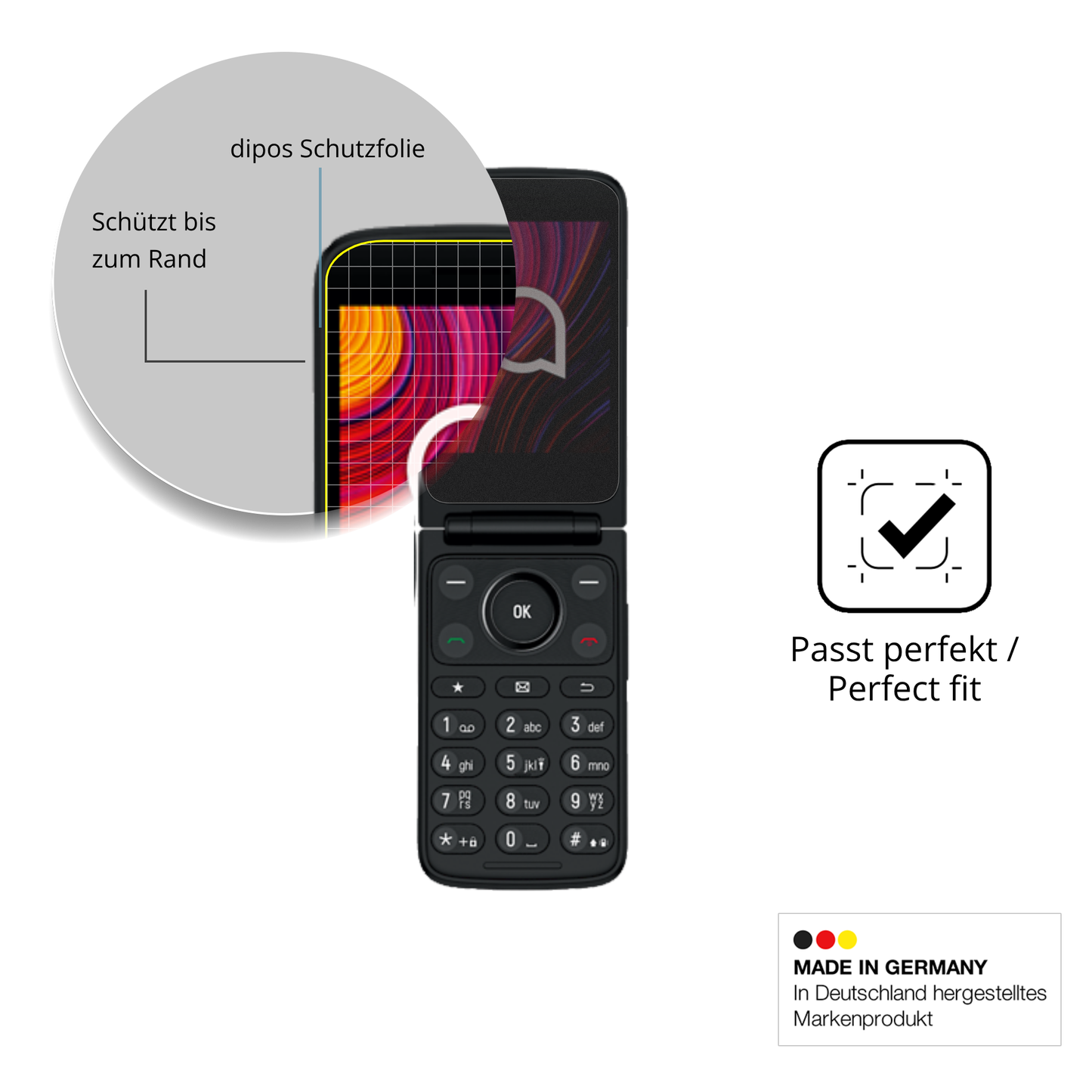 Schutz gegen Kratzer auf dem TCL One Touch 4043D Glas durch Schlüssel oder Ähnliches