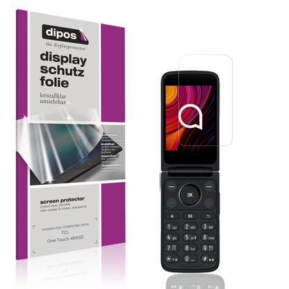 Klare Displayschutzfolie von dipos passend für TCL One Touch 4043D, präziser Zuschnitt und blasenfrei montiert