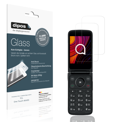 Klare Displayschutzfolie von dipos passend für TCL One Touch 4043D, 9H kratzfest und blasenfrei montiert