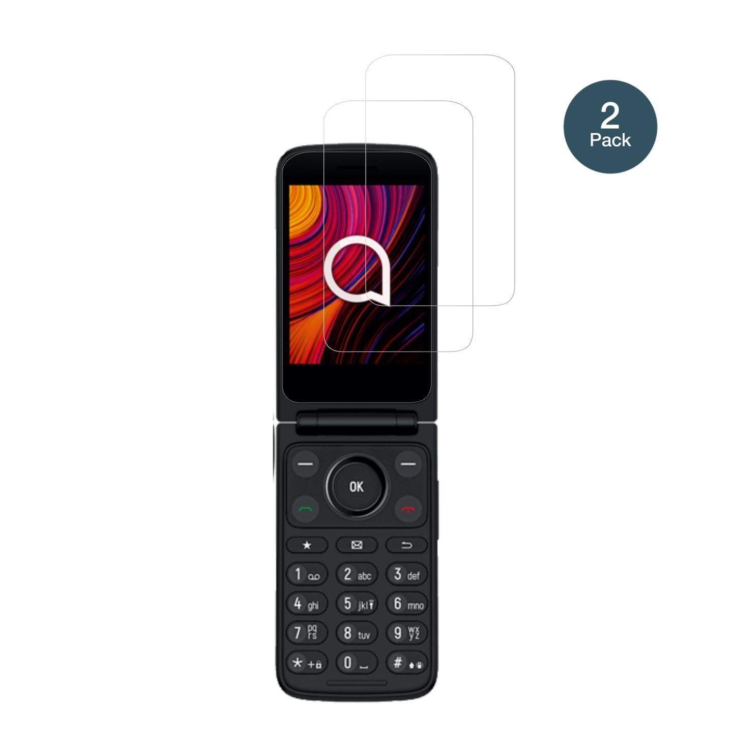 TCLOne Touch 4043D mit aufgebrachter dipos Flex Schutzfolie, glasklare Darstellung ohne Einschränkungen